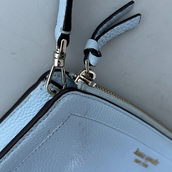 Kate Spade Watercolor Blue Knott Pebbled Leather Crossbody Bag - Picture 10 of 13